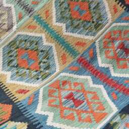 Afghan Kilim Rug, Handmade Artisan Turkish Persian Navajo Moroccan Bohemian Flatweave, Traditional Natural Wool Dhurrie Rug 151x100 cm - thumbnail 4