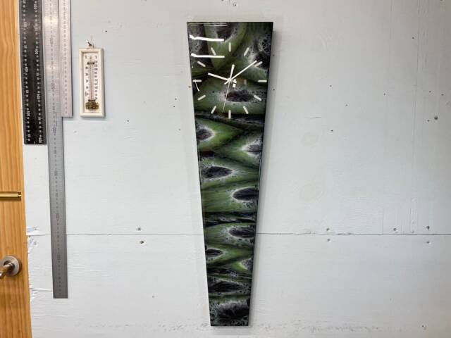 70cm Long Narrow Black Green & White Abstract Resin Wall Clock, Modern Unusual Home Decor - image 1