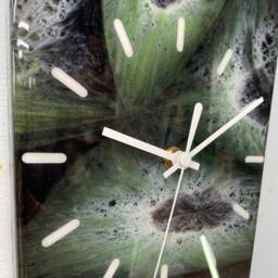70cm Long Narrow Black Green & White Abstract Resin Wall Clock, Modern Unusual Home Decor - thumbnail 4