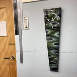 70cm Long Narrow Black Green & White Abstract Resin Wall Clock, Modern Unusual Home Decor - thumbnail 2