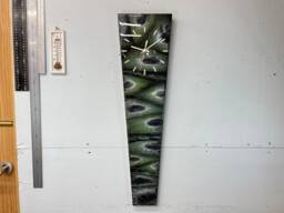 70cm Long Narrow Black Green & White Abstract Resin Wall Clock, Modern Unusual Home Decor