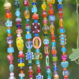Bohemian Beaded Curtain Colorful Glass Beads With Brass Bells - thumbnail 4