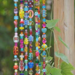 Bohemian Beaded Curtain Colorful Glass Beads With Brass Bells - thumbnail 3