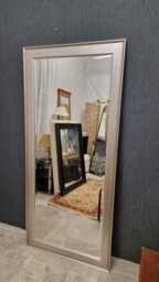 Large Antique Silver Gold Two Tone Classic Wood Frame Wall Mirror Bevelled Edge Glass Hand Finished Tall Leaner Home Interior Decor 167x76cm - thumbnail 1