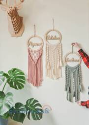 Macrame Personalized Dream Catcher, Boho Nursery Decor, Kids Name Sign, Wall Hanging, Door Baby Girl Gift, Gift For Birth W08 - thumbnail 1
