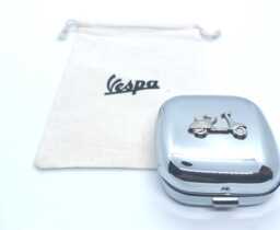 Vespa Travel Alarm Clock Metal Folding Case, Roman Numerals - thumbnail 1