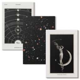 Canvas Wall Art Set Of 3 - Solar System Galaxy Figure On The Moon, Black & White Photo Print, Space Astrology Hanging Piece - thumbnail 1