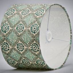 Indian Deep Green Lampshade Table Floor Lamp/Ceiling Pendant Small Medium Large 15cm 20cm 25cm 30cm 35cm 40cm Fabric Drum Light Shade - thumbnail 3