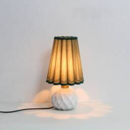 Handmade Moss Green Fabric Shade Table Lamp With White Ceramic Base-50# - thumbnail 4