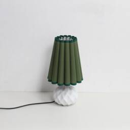 Handmade Moss Green Fabric Shade Table Lamp With White Ceramic Base-50# - thumbnail 3