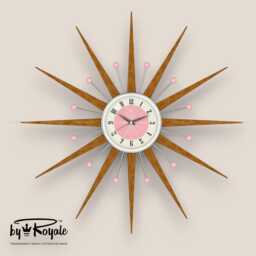 Teak Starburst Clock Mid Century Modern Wall Decor, 27 - thumbnail 4