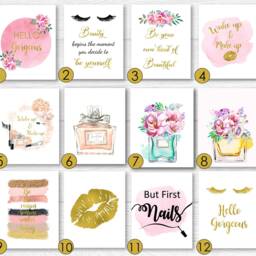 Make Up Wall Decor, Hello Gorgeous Print, Real Foil Perfume Prints, Beauty Art, Dressing Room Rose Gold Salon - thumbnail 2
