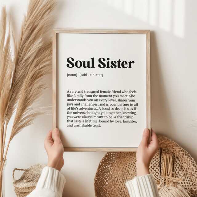 Soul Sister Definition Print - Thoughtful Gift For Best Friends - Unique Wall Art Soulmate Friendship Decor Home - image 1