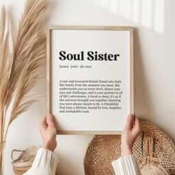 Soul Sister Definition Print - Thoughtful Gift For Best Friends - Unique Wall Art Soulmate Friendship Decor Home - thumbnail 1