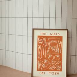 Hot Girls Love Pizza Artwork - Tomato Illustration Aesthetic Trendy Wall Art Kitchen Poster Cooking Lover Gift Idea Recipe - thumbnail 2