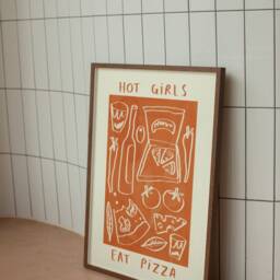 Hot Girls Love Pizza Artwork - Tomato Illustration Aesthetic Trendy Wall Art Kitchen Poster Cooking Lover Gift Idea Recipe - thumbnail 3