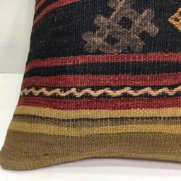 Vintage Kilim Pillow Cover, Bohemian Throw Pillow, Handwoven Turkish Rug - 16x16 - thumbnail 3