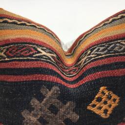 Vintage Kilim Pillow Cover, Bohemian Throw Pillow, Handwoven Turkish Rug - 16x16 - thumbnail 2