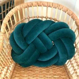 "Decorative Teal Knot Cushion, Scandinavian Reversible Pillow ""Ember" - thumbnail 2