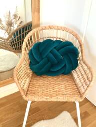 "Decorative Teal Knot Cushion, Scandinavian Reversible Pillow ""Ember" - thumbnail 1