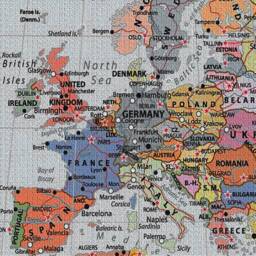 World Map High-Resolution Detailed Wall Art, Teal, Hangings, Home Decor, Mounted Canvas Print Ready To Hang - thumbnail 4