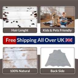 Authentic Large Brown & White Cowhide Rug - Statement Piece For Sophisticated Decor - thumbnail 4