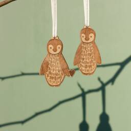 Penguins Ornaments - Comes With 2 [Personalized Gift, Penguin Pair Wood Ornaments, Holiday Decor Christmas, Stocking Stuffers, Gift] - thumbnail 2