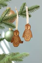 Penguins Ornaments - Comes With 2 [Personalized Gift, Penguin Pair Wood Ornaments, Holiday Decor Christmas, Stocking Stuffers, Gift]