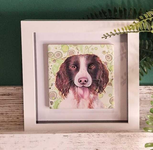 Springer Spaniel Dog Ceramic Wall Art Framed Home Decor - image 1