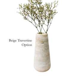 Beige Travertine Marble Flower Vase, Elegant Stone Decor - 8 - thumbnail 3