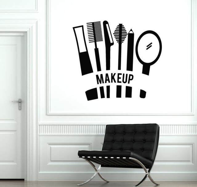 Makeup Wall Vinyl Decal Hair Salon Beauty Cosmetics Mascara Lipstick Make Up Cosmetic Theme Decor Stickers Mural 2032Di - image 1