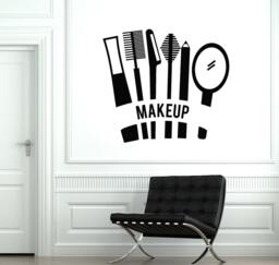 Makeup Wall Vinyl Decal Hair Salon Beauty Cosmetics Mascara Lipstick Make Up Cosmetic Theme Decor Stickers Mural 2032Di - thumbnail 1