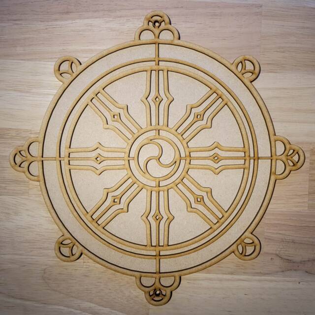 3D Wooden Dharma Wheel Wall Art Large Buddhist Plaque, Diy Decor - image 1