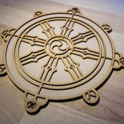 3D Wooden Dharma Wheel Wall Art Large Buddhist Plaque, Diy Decor - thumbnail 2