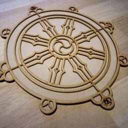 3D Wooden Dharma Wheel Wall Art Large Buddhist Plaque, Diy Decor - thumbnail 3