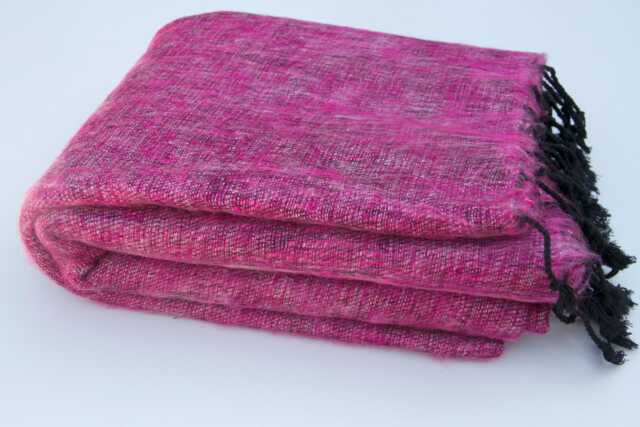 Handwoven Yak Wool Blanket Large Travel Shawl, Meditation Wrap Purple - image 1