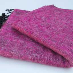 Handwoven Yak Wool Blanket Large Travel Shawl, Meditation Wrap Purple - thumbnail 3