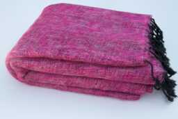 Handwoven Yak Wool Blanket Large Travel Shawl, Meditation Wrap Purple - thumbnail 1