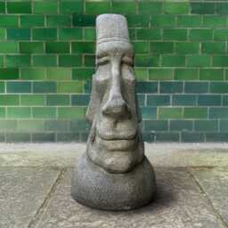Concrete Moai Statue Easter Island Head Sculpture Stone Face Figurine Cement Outdoor Decor Polynesian Style Garden Ornament Christmas Gift - thumbnail 3