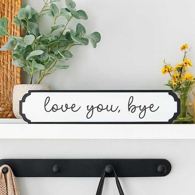Acrylic Love You Bye Wall Sign - Elegant Black & White Home Decoration Gift - image 1