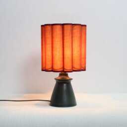 Handmade Brown Fabric Table Lamp - Ceramic Base Home Decor - thumbnail 4