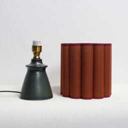 Handmade Brown Fabric Table Lamp - Ceramic Base Home Decor - thumbnail 2