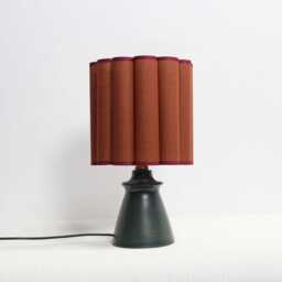 Handmade Brown Fabric Table Lamp - Ceramic Base Home Decor - thumbnail 1