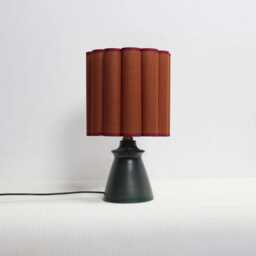Handmade Brown Fabric Table Lamp - Ceramic Base Home Decor - thumbnail 3