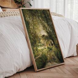 Country Oil Painting Vintage Print, Landscape With A Sunlit Stream Reproduction, Modern Farmhouse Art, Printable Wall Summer - thumbnail 3