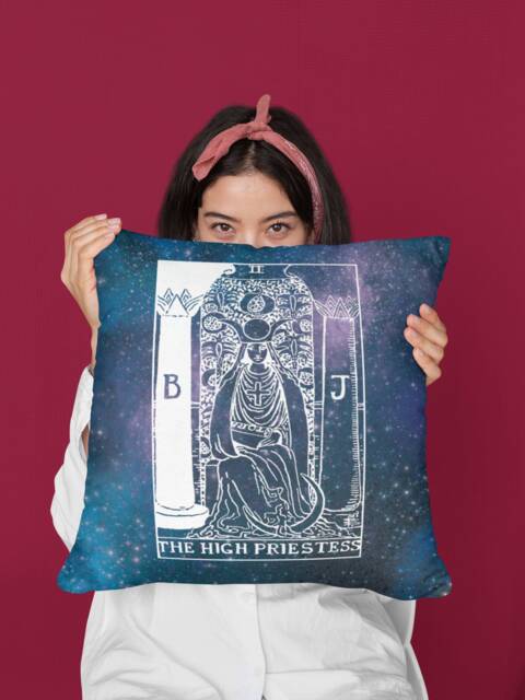 High Priestess Tarot Decor Halloween Pillow Witchy Occult - image 1