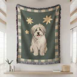 Custom Pet Photo Woven Blanket, Memorial Dog Gifts For Lovers - thumbnail 1