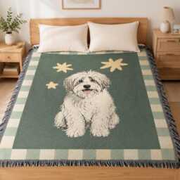 Custom Pet Photo Woven Blanket, Memorial Dog Gifts For Lovers - thumbnail 2
