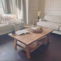 Reclaimed Wood Coffee Table With Shelf Handmade Rustic Farmhouse Design - thumbnail 1