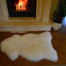 White Genuine Leather Sheep Skin Decorative Rug 110-120cm - thumbnail 2